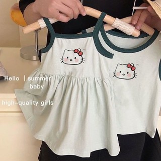 Mimo⭐夏季女童Kitty可愛吊帶裙連衣裙寶寶公主背心百褶裙兒童裙子