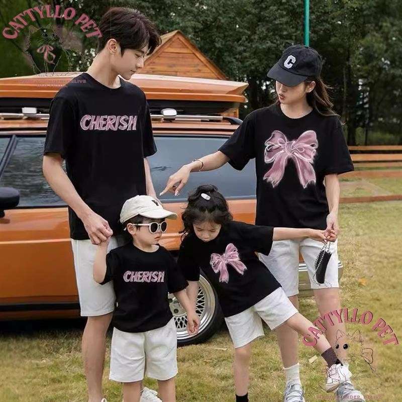 🎀衣見鐘情🎀蝴蝶結母女T恤 韓版親子裝 父子裝 夏天親子裝全家福 班服 純棉短袖上衣🎀衣見鐘情🎀