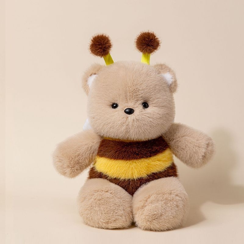 🔥臺灣出貨🔥跑跑可愛蜜蜂小熊毛絨玩具公仔 陪睡娃娃 男女通用可愛 生日禮物 公仔 桌伴玩偶娃娃小熊公仔 毛絨玩具