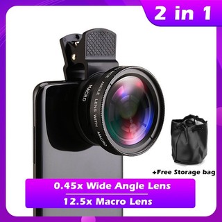 2 in 1 Phone Camera Lens 0.45X Super Wide Angle and 12.5X Ma