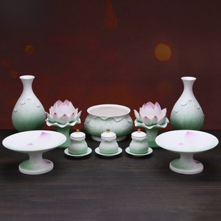 陶瓷蓮花燈果盤 香爐 小香爐 檀稥爐 彿爐 神明爐 香爐神明 淨稥爐 宣德爐 大香爐 敬稥爐花插佛具用品 大全套裝蓮花