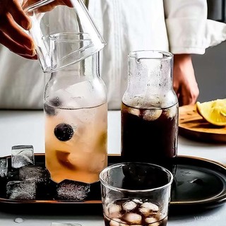 冷水壺 涼水壺 冷萃壺 一壺一杯冷萃杯套裝耐冷耐熱帶蓋水杯米酒果汁杯日式ins風玻璃杯