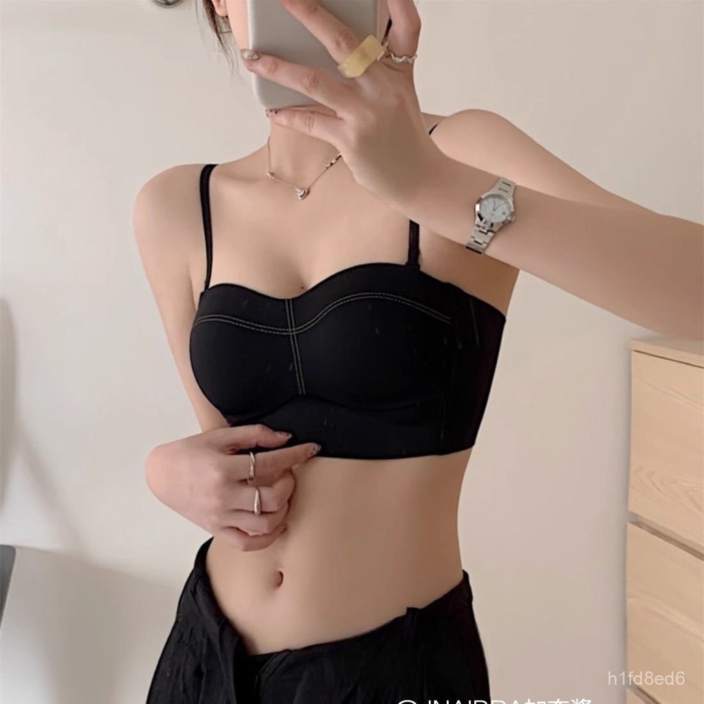 內衣 平口內衣 小胸聚攏內衣女防滑抹胸無鋼圈無痕手掌杯側收調整型不空杯文胸罩 胸罩
