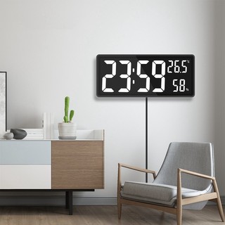 LED Digital Wall Clock Large Display Indoor Temperature Humi