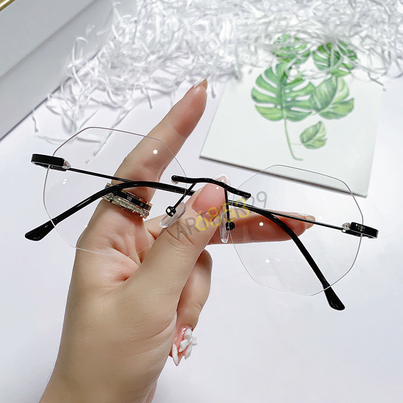 ⚡近視眼鏡 新款無框近視眼鏡 女時尚眼鏡 八角多邊形近視眼鏡 男女近視眼鏡 網紅近視眼鏡 時尚近視眼鏡 顯臉小近視眼鏡