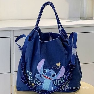 大促優惠囉😊Disney環保購物袋迪士尼新款史迪仔包刺繡尼龍帆布單肩斜挎女包