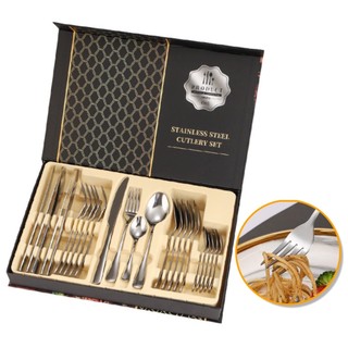 24PCS dinnerware set stainless steel tableware set kitchen c