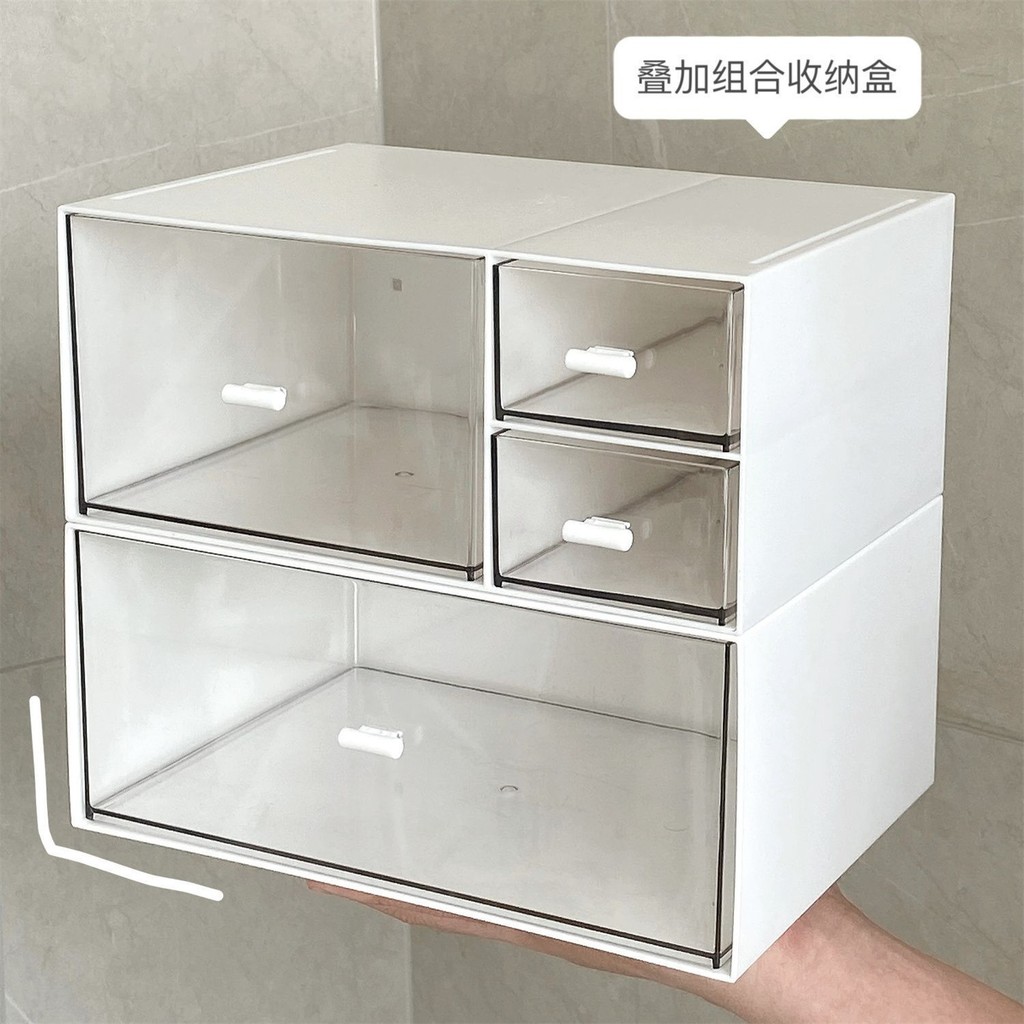 桌麵抽屜式收納盒學生文具化妝品手賬辦公室透明亞克力書桌置物架