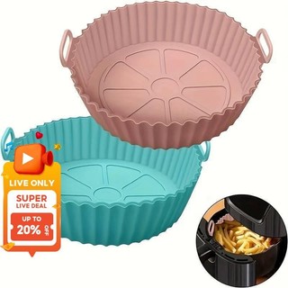 Reusable silicone air fryer liners, non-stick baking tray fo