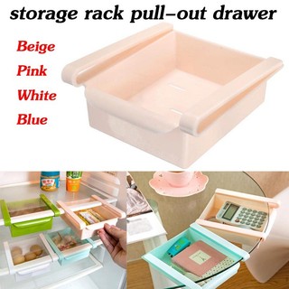 Refrigerator food container space saver storage rack pull-ou