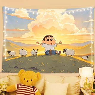 臺灣出貨🔥背景佈 客廳掛佈 臥室床頭布 宿捨背景墻 裝飾 蠟筆小新背景布動漫卡通可愛掛布宿捨墻麵裝飾背景房間床頭佈置畵