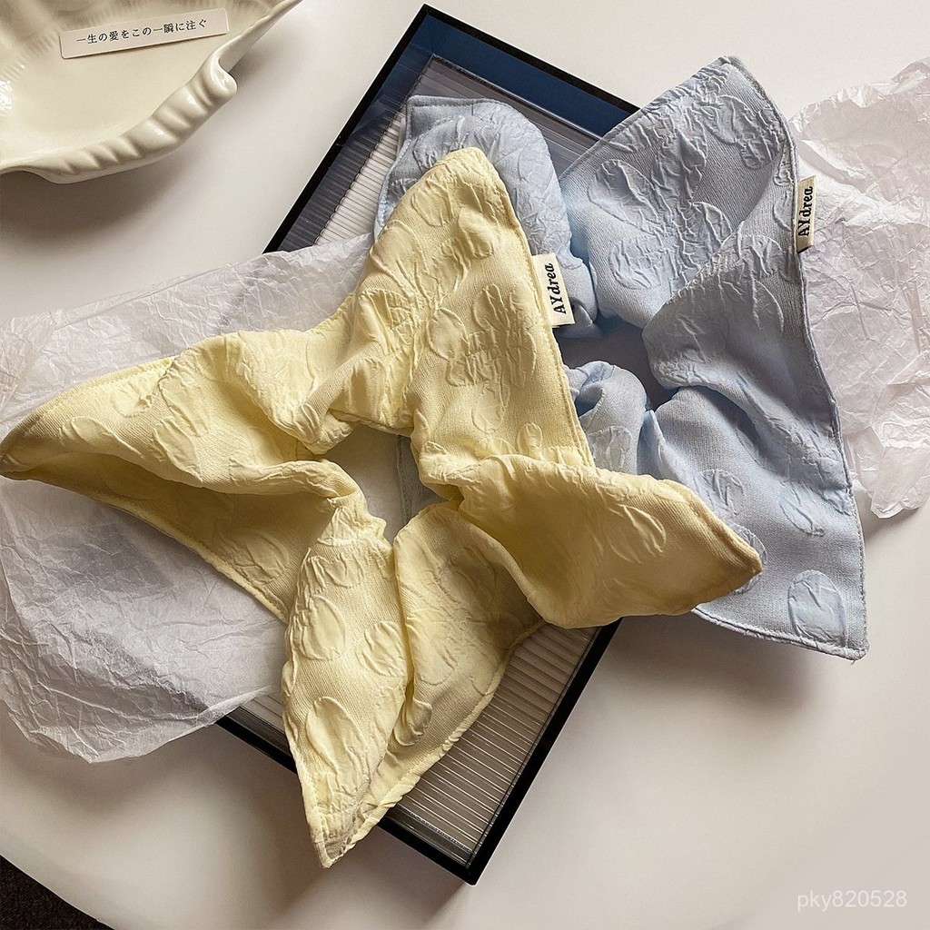 【免運】臺灣出貨 大腸髮圈 高級感韓係ins簡約色方巾大腸髮圈女高級感超大紮頭髮頭繩慵懶風頭飾方形頭繩橡皮筋小清新頭飾女