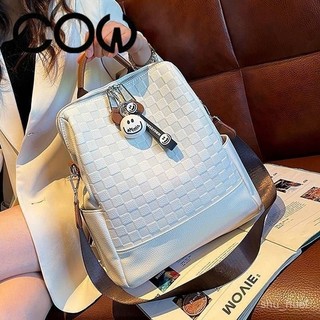 喜約時裝女裝店⭐臺灣出貨COW棊盤格 雙肩包 女2025 新款 潮流 高級感 女大學生 休閒 百搭 單肩包