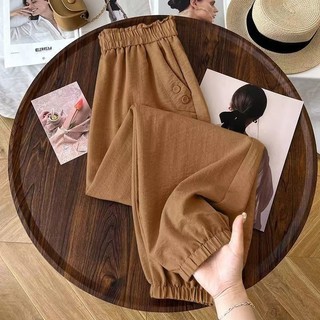 冰絲哈倫褲女夏季高腰燈籠褲寬鬆遮肉百搭休閒束腳褲 垂感零束縛 寬鬆直筒褲 夏季必備長褲 九分褲 休閒褲 運動褲322