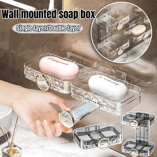 Wall Mounted Soap Box Double Layer Waterproof Soap Tray Stor