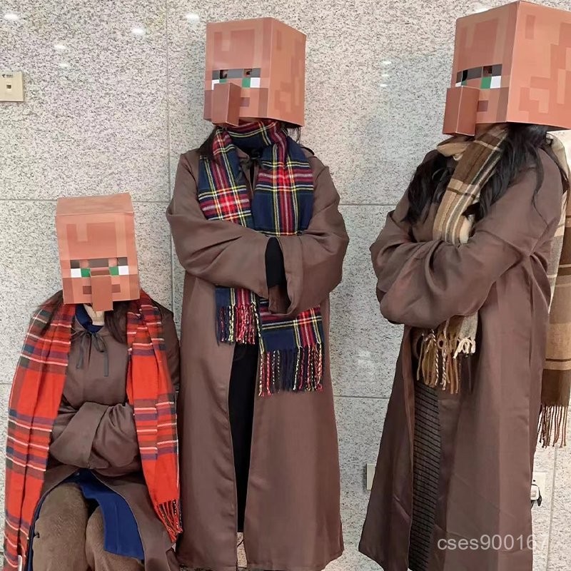 熱銷好貨📣我的世界紙模村民頭套紙模型學生diy手工折紙模mc頭套麵具可頭戴 EJMH