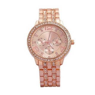 Geneva Platinum Analogue Diamond Studded Dial Women's Watch