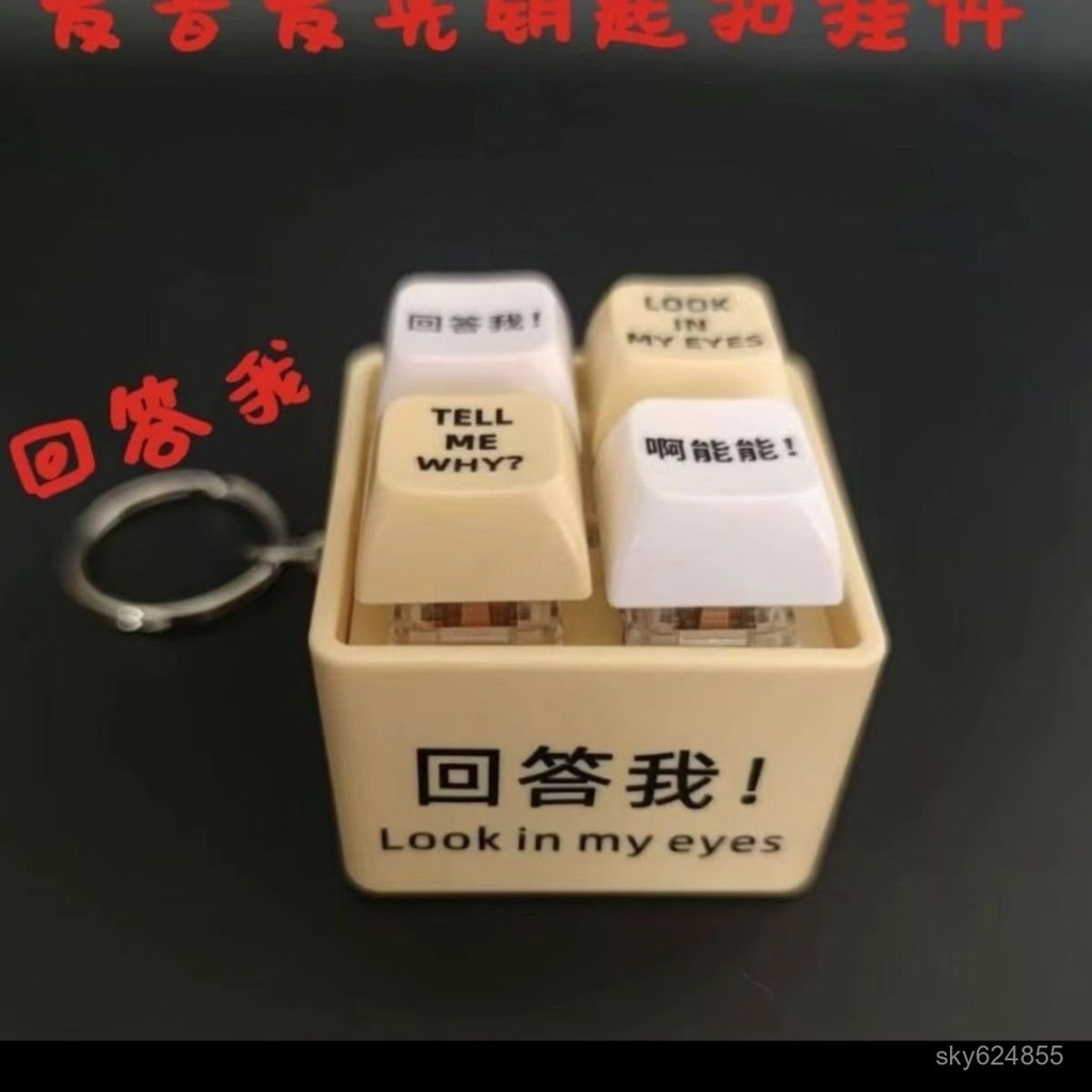 臺灣有貨⚡48H⚡迴答我Look at my eyes tell me why網絡熱梗發音發光鑰匙扣超解壓神器迴答我TA