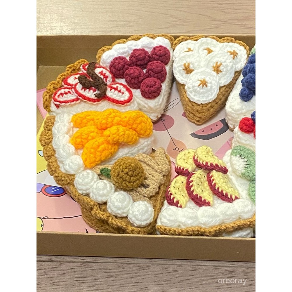 【限時免運】手工自製毛綫仿真蛋糕披薩下午茶甜點編織材料包diy生日禮物成品DIY 手工 禮物 手作  掛件 配飾  DI