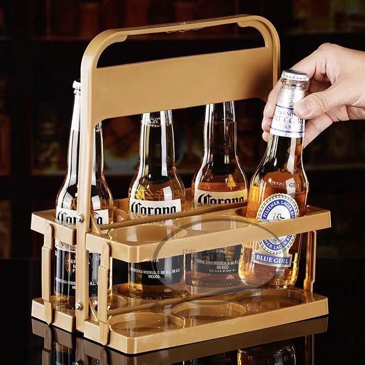 啤酒架 啤酒手提籃 可摺疊啤酒框 酒架 啤酒飲料汽水水瓶收納架酒吧ktv手提啤酒架啤酒框啤酒折疊酒架收納架可便攜式6瓶裝