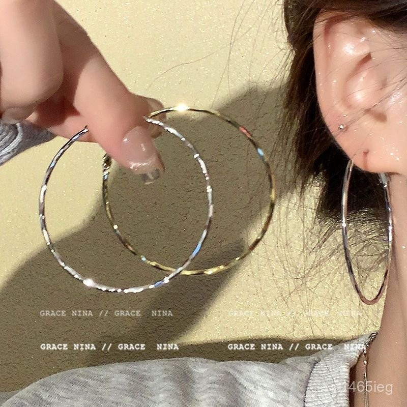 優品質 耳環 圈圈耳環 「巨顯臉小」素圈耳釘金屬大圈圈耳環2025新款爆款高級感氣質誇張 時尚