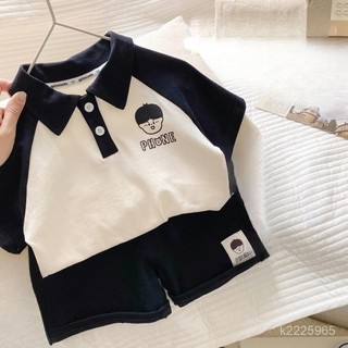 男童夏裝套裝新款兒童卡通polo領兩件套寶寶夏款薄款痞帥衣服