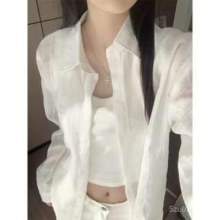 臺灣出貨 大碼薄款微透 涼感罩衫 天絲 亞麻 襯衫 女 夏季 設計感 棉麻 襯衣 休閒 寬鬆 外套