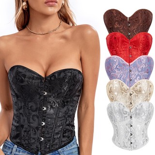 Fashion Corset Top Black Jacquard Off Shoulder Tube Top Sexy