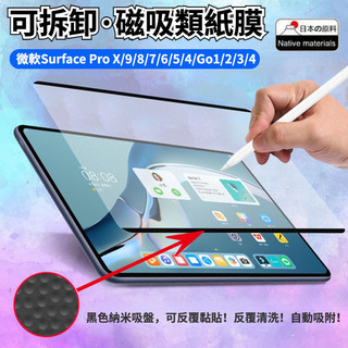 微軟Surface Pro 11 10 可拆卸磁吸類紙膜 Pro 9/8/7/6/5 紙感手寫膜 Go4/3/2 類紙膜