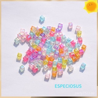 新店優惠🌸限時下殺🌸花邊 輔料 材料包 diy 5MM方形透明彩色珠子方塊散珠米珠配件手工diy飾品配件串珠材料