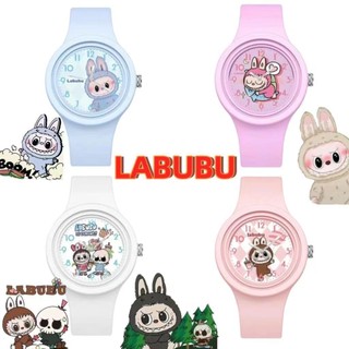 學生手錶🐰新款男女兒童圓形矽膠手錶labubu拉布布創意膚感矽膠手錶可愛