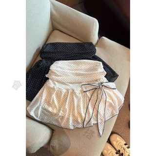 會琴服飾 澀谷穿搭 甜辣純欲風 波點包臀短裙 免運 iu風蝴蝶結波點半身裙女夏款高腰a字包臀裙辣妹顯瘦花苞短裙