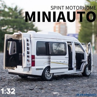 麵包車模型 模擬汽車模型 馳美1/32本治斯賓特合金房車模型回力聲光玩具麵包車旅行車盒裝
