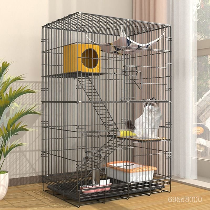 寵物柵欄 寵物 窩/貓咪用品 貓屋 三層貓籠 貓非二手 狗狗用品 貓籠 超大折疊加密家用貓別墅帶厠所貓籠子室內貓捨貓屋