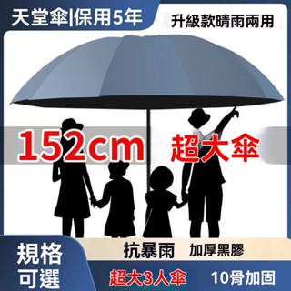 ⚡臺灣熱賣⚡ 超大雨傘 黑膠折疊雨傘 加厚加大號雨傘 加固雙三人雨傘 10骨超大男女三折晴雨傘 防曬傘 遮陽傘