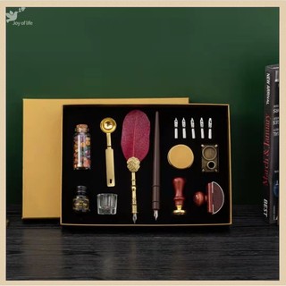 Retro fountain pen set seal wax calligraphy feather feather