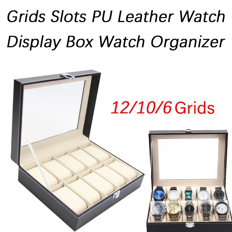 12/10/6 Grids Slots PU Leather Watch Display Box Watch Organ