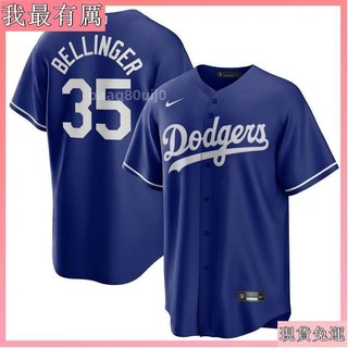 公司貨 橄欖服棒球服街頭嘻哈原宿BF風復古刺繡字母棒球服Dodgers35號CodyBellinger球衣運動服男