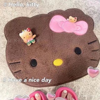🔥臺灣出貨🔥可愛卡通夏威夷黑皮hellokitty地毯衛生間地墊kt貓地毯臥室腳墊 超軟Q絨毛地毯 居家必備 大頭地毯
