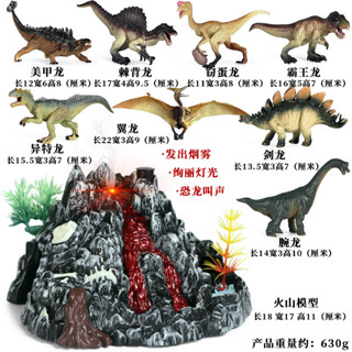 🥂模擬動物🥂模擬動物恐龍玩具霸王龍翼龍三角龍噴霧聲光火山爆髮模型場景套裝