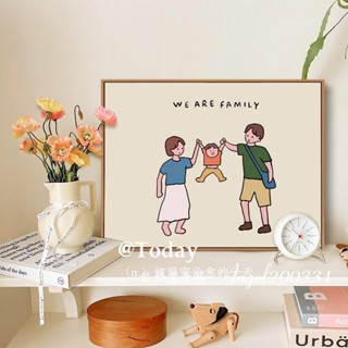 桃園出貨 北歐裝飾畫 治癒系 溫馨 一家三口 we are family ins風 家飾 客廳掛畫 兒童房佈置 壁貼壁晶