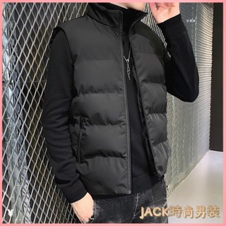 JACK-男裝 大尺碼背心 棉背心 保暖背心 男生背心 秋冬季新款男士立領馬甲韓版修身潮流百搭厚款保暖無袖棉衣外套男
