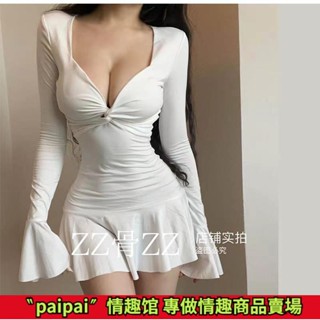 ❤大尺碼連衣裙 性感洋裝 性感連衣裙 性感短裙 40-150公斤 性感洋裝 低胸洋裝 褶皺緊身連衣裙 喇叭長袖洋裝 胖m