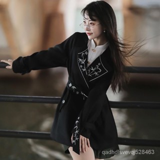 ~沒煩惱 免運 新中式穿搭 國風改良大衣 國風風衣 原創設枝辭中國風 漢元素 漢服女外套 中長款大衣 百搭日常風衣春秋款