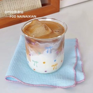 良厝家居 |韓式ins風可愛少女蝴蝶結水杯咖啡杯咖啡透明牛奶玻璃杯早餐杯子杯子 咖啡杯 擺飾 小物 ins家居 居家生活