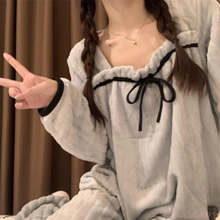 💕PixiePop💕 睡衣 可愛睡衣 家居服 居家服 冬天睡衣 珊瑚絨睡衣女秋冬季加厚加絨甜美公主風套頭法蘭絨冬天家