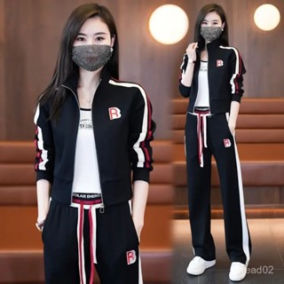 闆娘推薦🉐休閒運動服套裝女2024春秋季新款時尚媽媽裝開衫上衣直筒褲兩件套 BLW0