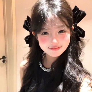 下殺價🔥在逃公主黑色絲絨蝴蝶結髮夾氣質輕奢減齡少女感對夾側邊夾子髮飾