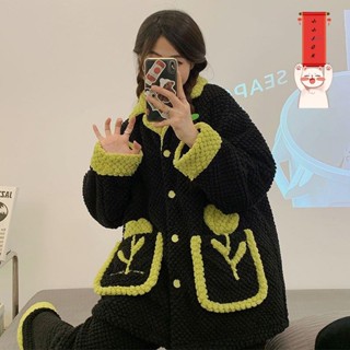 珊瑚絨睡衣 珊瑚絨睡袍 睡袍 冬季睡衣 冬天睡衣 法蘭絨睡衣 絨睡袍 睡衣 睡衣女珊瑚絨秋冬款法蘭絨套裝加