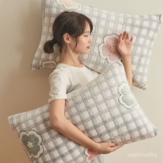 嬋捨甄選🌟 現 枕頭 深度睡眠枕 水洗枕 枕心 枕芯 中低枕 中高枕 助睡眠 不塌陷 法蘭絨枕頭套48X74cm加厚珊